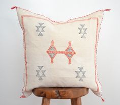 Berber White Sabra Moroccan Throw Pillows - Handmade Luxury