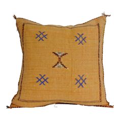 Traditional Mustard Moroccan Sabra Pillows by Berber Women - Unique and Vibrant Home Decor