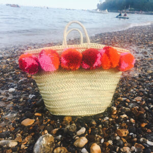 Moroccan Handmade Pom Pom Baskets - Vibrant Ethical Craftsmanship