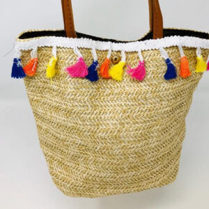 Colorful Moroccan Handwoven Pom Pom Baskets
