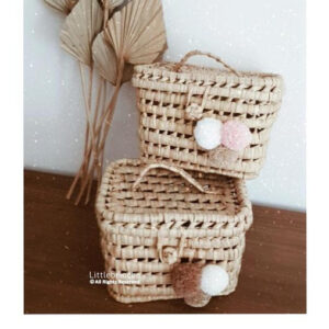 Handwoven Moroccan Berber Pom Pom Baskets for Colorful Storage