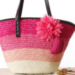 Handmade Pink Gradient Pom Pom Basket | Eco-Friendly Moroccan Artisans - $0