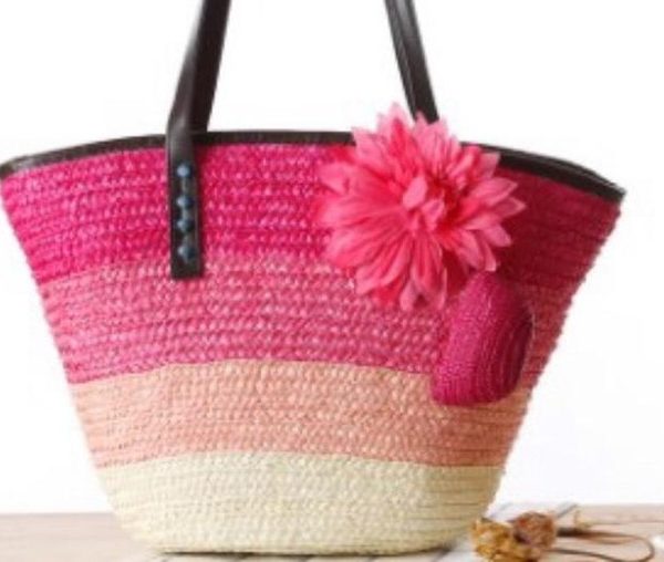 Handmade Pink Gradient Pom Pom Basket | Eco-Friendly Moroccan Artisans - $0