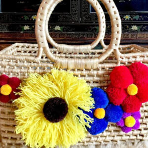 Moroccan Handmade Pom Pom Baskets - Ethical Eco-Friendly Storage & Beach Totes