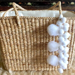 Moroccan Berber Handcrafted Pom Pom Baskets | Eco-Friendly Straw Bags