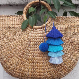Handmade Blue Gradient Pom Pom Baskets | Eco-Friendly & Versatile