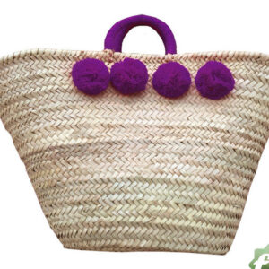 Moroccan Handwoven Pom Pom Basket - Eco-Friendly Storage
