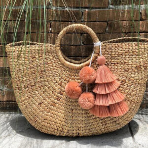 Moroccan Handcrafted Pom Pom Basket - Eco-Friendly & Versatile
