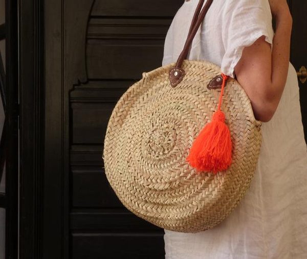 Moroccan Handwoven Pom Pom Basket - Eco-Friendly Storage