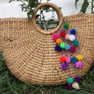 Moroccan Pom Pom Handmade Eco-Friendly Baskets - Versatile and Ethically Crafted