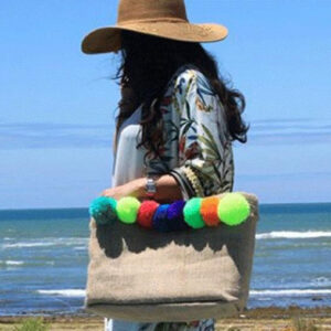 Colorful Moroccan Pom Pom Handwoven Baskets