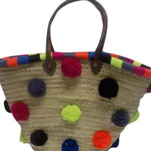 Exotic Moroccan Style Pom Pom Baskets - Artisan-Crafted Storage Solution