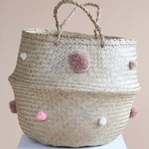 Handwoven Moroccan Pom Pom Baskets | Eco-Friendly & Stylish