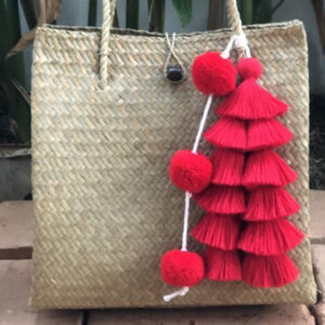 Moroccan Handcrafted Hot Pink Pom Pom Baskets