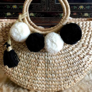 Moroccan Eco-Friendly Pom Pom Basket: Stylish & Versatile