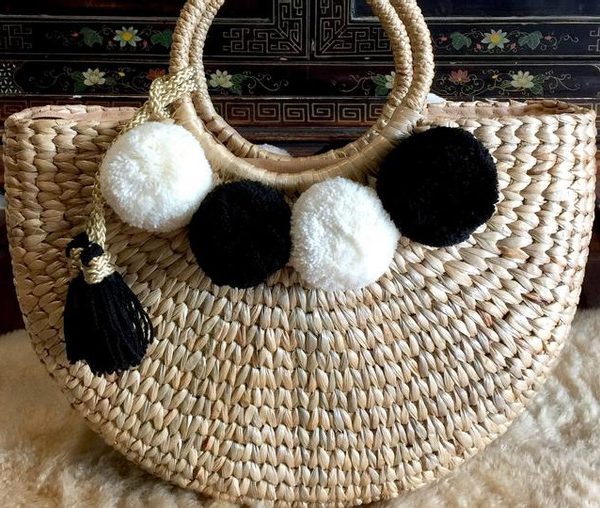 Moroccan Eco-Friendly Pom Pom Basket: Stylish & Versatile
