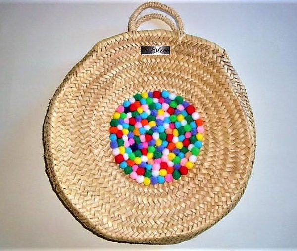 Moroccan Handwoven Pom Pom Baskets - Eco-Friendly Storage