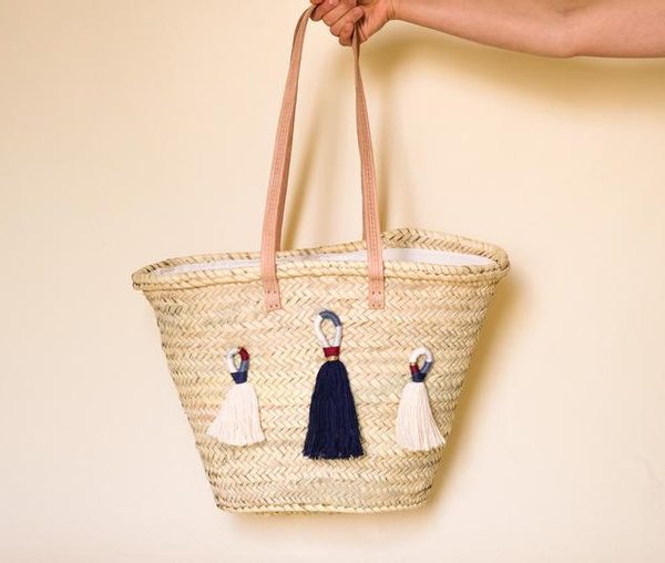 Moroccan Pom Pom Handwoven Baskets - Stylish & Eco-Friendly