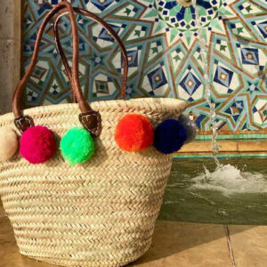 Moroccan Pom Pom Baskets - Handwoven Eco-Friendly Storage