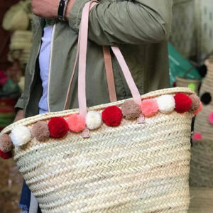 Moroccan Handcrafted Pom Pom Baskets - Eco-Friendly & Stylish