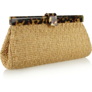 Handwoven Straw Clutch - Moroccan Leopard-Patterned Eco-Friendly Bag