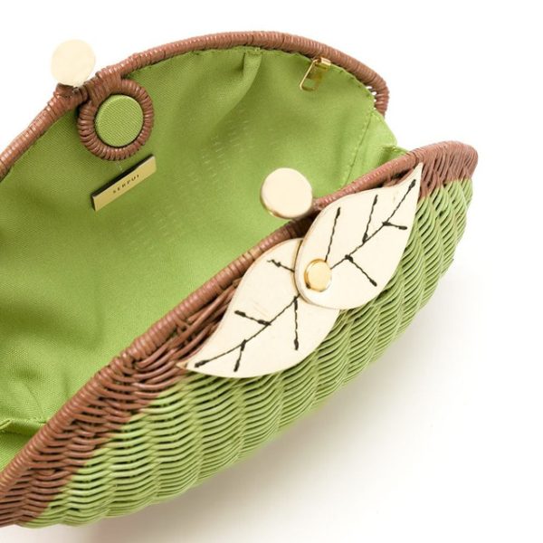 Pastel Green Moroccan Straw Clutch - Handmade Eco-Friendly Bag