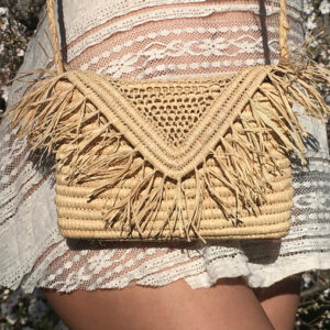 Handwoven Fringy Moroccan Straw Clutch - Eco-Friendly & Chic