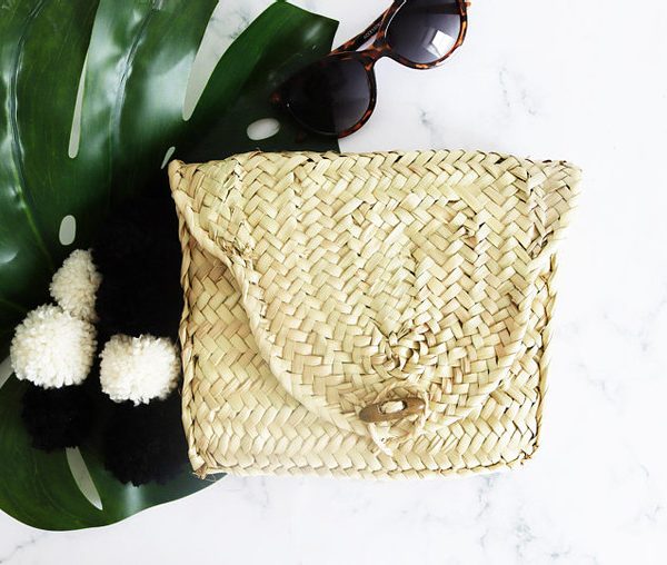 Handwoven Moroccan Straw Clutch - Eco-Friendly & Versatile