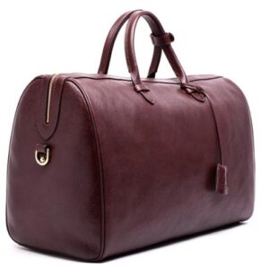 Burgundy Moroccan Leather Travel Bag - Handcrafted for Style & Durability