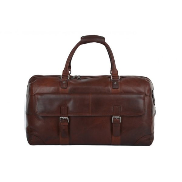 Vintage Brown Leather Travel Bag - Handcrafted Moroccan Style