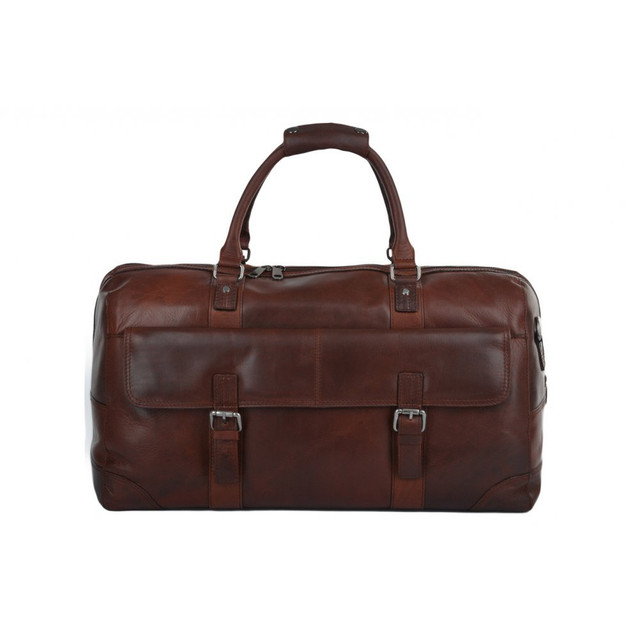 Vintage Brown Leather Travel Bag - Handcrafted Moroccan Style