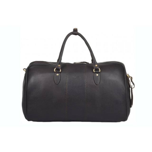 Elegant Black Leather Moroccan Handcrafted Travel Bag