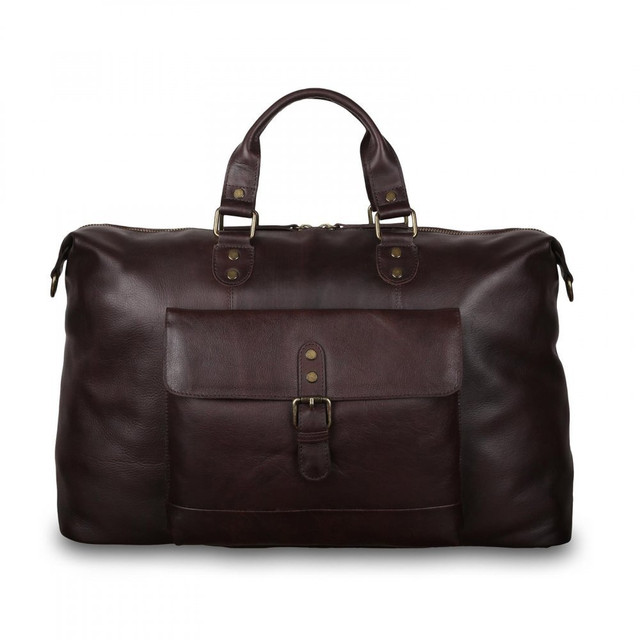 Dark Brown Moroccan Leather Travel Bag - Stylish and Practical