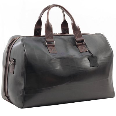Dark Grey Leather Moroccan Travel Bag- Elegant & Durable