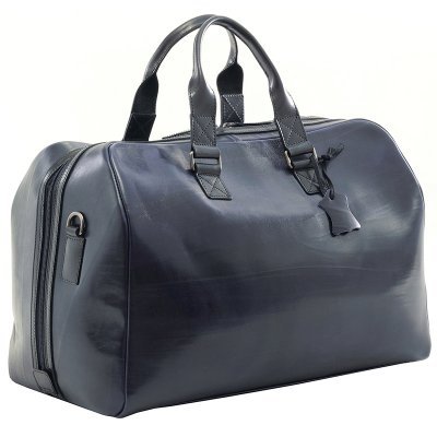 Blue-Gray Moroccan Leather Travel Bag | Handcrafted, Spacious & Stylish