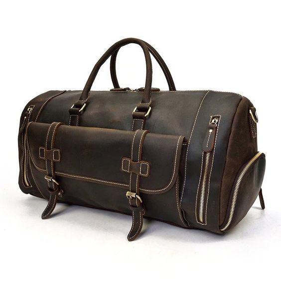 Luxurious Dark Brown Moroccan Leather Travel Bag - Durable & Stylish