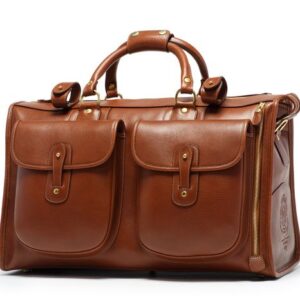 Exquisite Dark Tan Moroccan Leather Travel Bag - Premium Quality Durable Handcrafted Bag for Men and Women