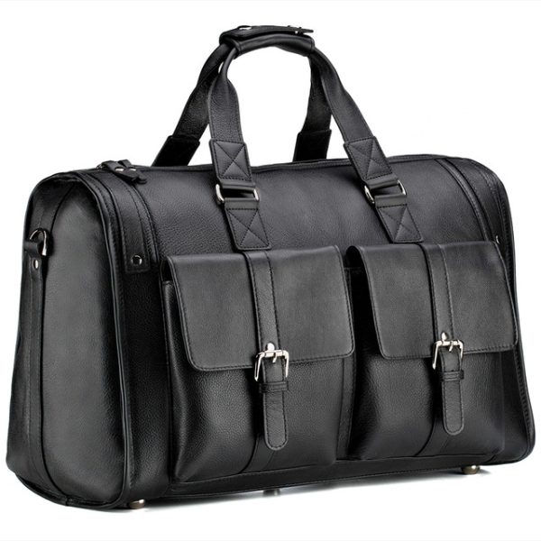 Luxurious Handmade Black Moroccan Leather Travel Bag
