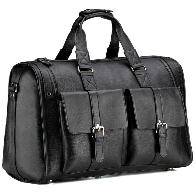 Luxurious Handmade Black Moroccan Leather Travel Bag