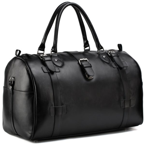 Premium Moroccan Leather Travel Bag | Stylish Black Handmade Design
