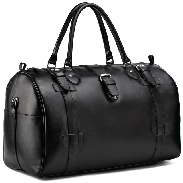Premium Moroccan Leather Travel Bag | Stylish Black Handmade Design
