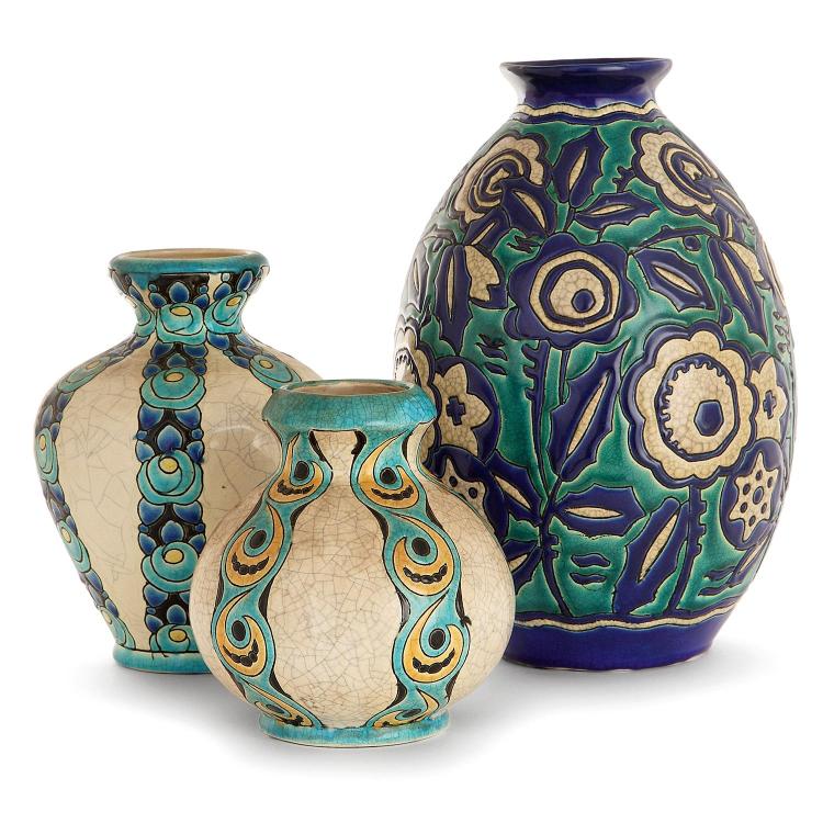 Hand-Painted Moroccan Pottery Vases Set