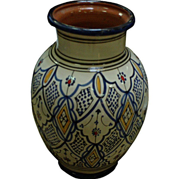 Moroccan Hand-Painted Fes Ceramic Vase in Vibrant Colors
