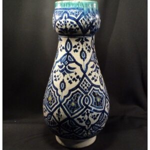Blue and White Moroccan Ceramic Vase by A. Seghini