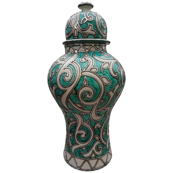 Handcrafted Moroccan Pottery Vase | Blue & White Design
