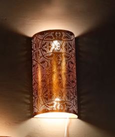 Moroccan Silver Metal Handcrafted Pendant Wall Lamp