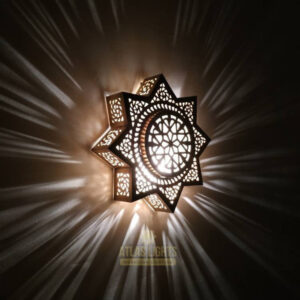 Moroccan Silver Metal Handcrafted Pendant Wall Lamp