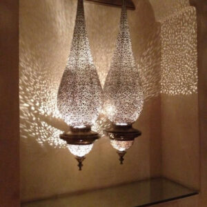 Moroccan Silver Metal Handmade Wall Lamp