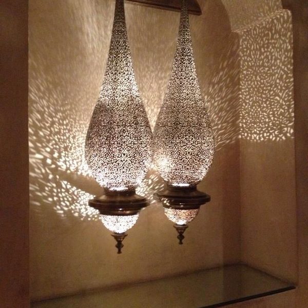 Moroccan Silver Metal Handmade Wall Lamp