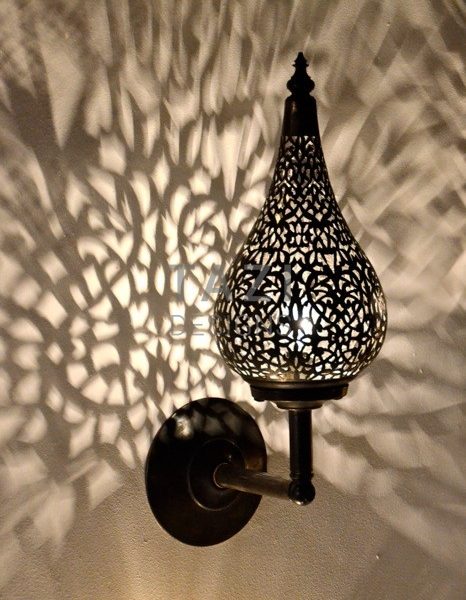 Moroccan Silver Metal Wall Lamps for Indoor and Outdoor Spaces.